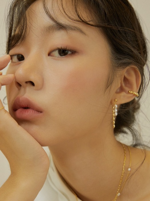 Pearl & oval chain earrings(펄앤오발체인귀걸이)