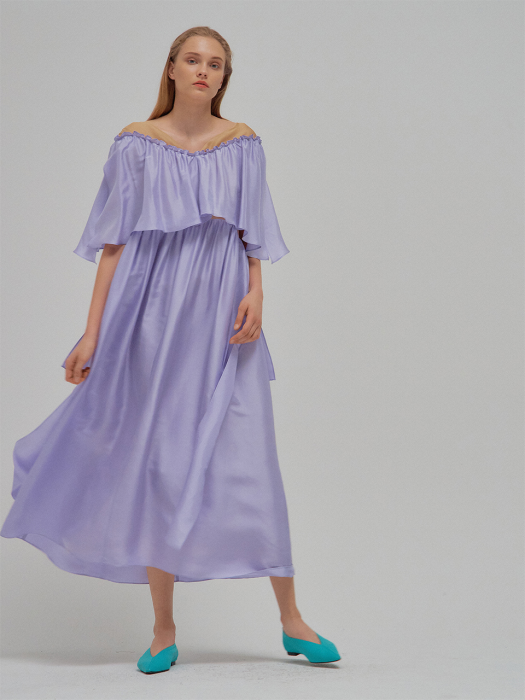 NILY Lavender Silk Tiered Long Dress
