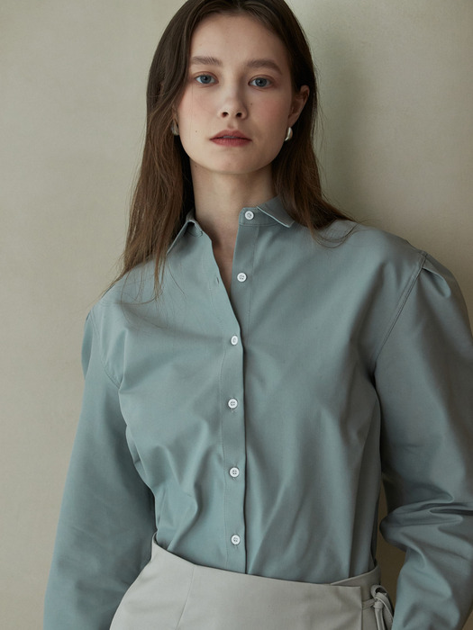 ouie244 shoulder pintuck shirts (lightkhaki)