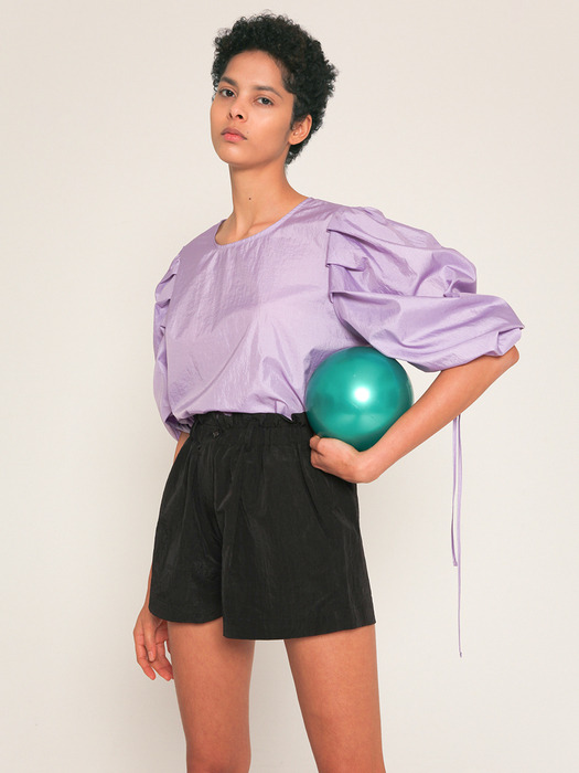 Volume sleeves with drawstring technical shell blouse in Lilac