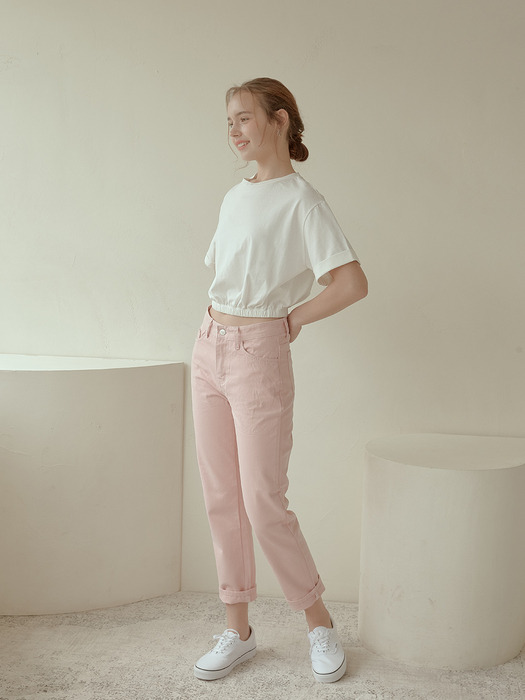 pink straight cotton pants