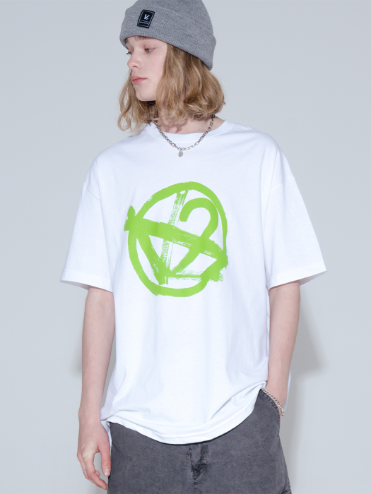 Overfit logo short sleeve T-shirt_white green