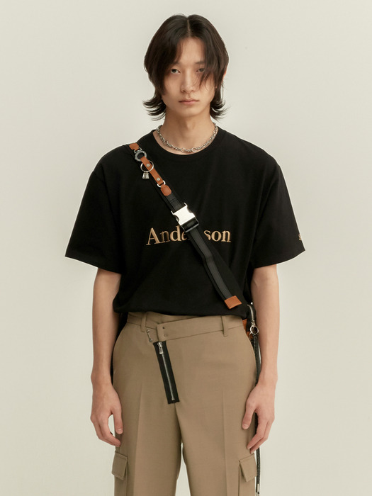 UNISEX ANDERSSON SIGNATURE EMBROIDERY T-SHIRT atb211u(NEW BLACK)