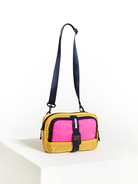 PUZZLE MINI BAG YELLOW & PINK + NAVY FRAME POUCH