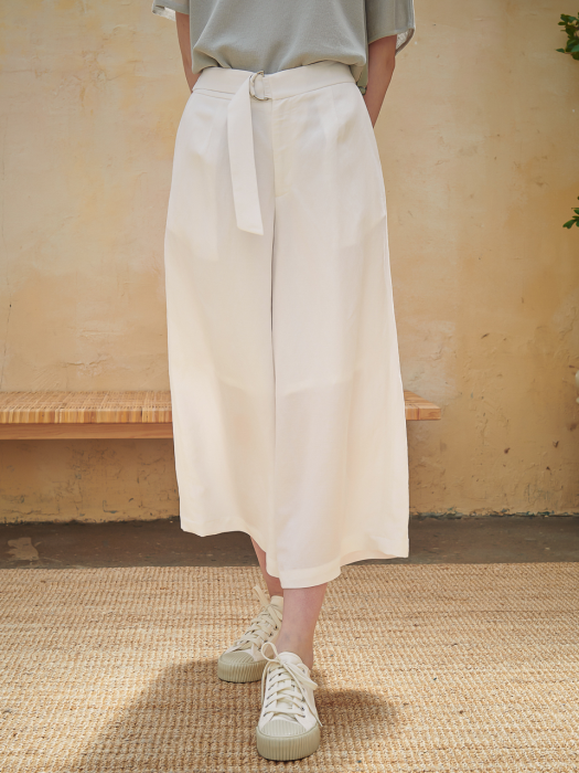 Skirt Detail Wide Pants_ Ivory