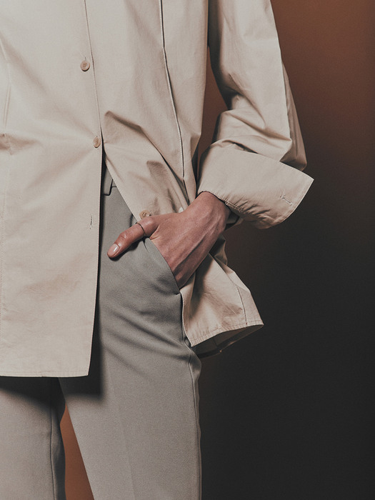 [Drama Signature] Two-button Blazer + Straight Trousers SET (KHAKI GREY)