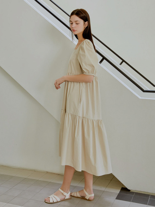 Lovely shirring long dress (3color)