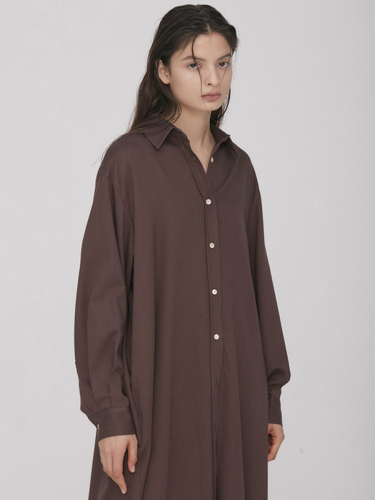 Lena Long Shirt Dress_Brown