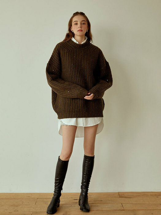 Cookie round wool knit(khaki)