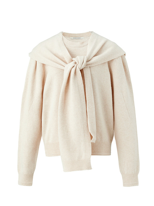 [EXCLUSIVE] Wool muffler layered pullover - Oatmeal