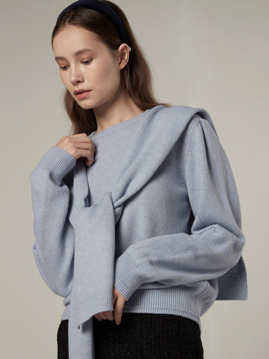 [EXCLUSIVE] Wool muffler layered pullover - Oatmeal