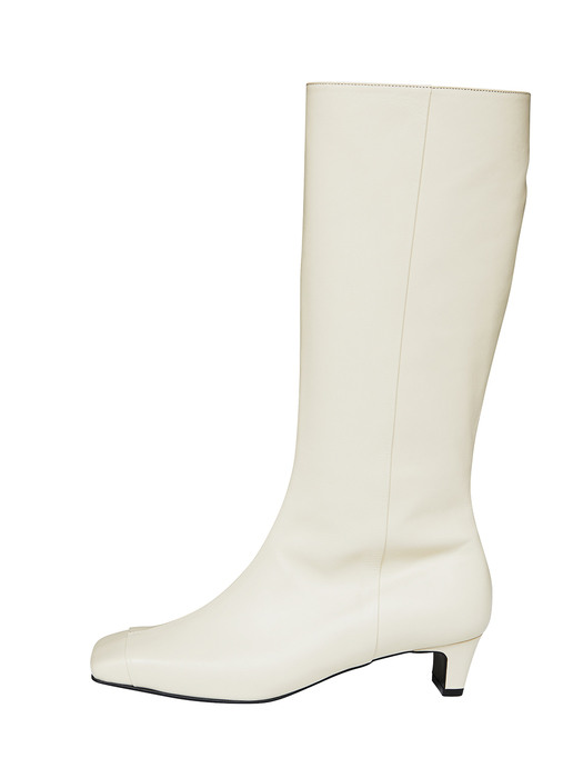 [EXCLUSIVE]Square-toe Long boots/ Cream