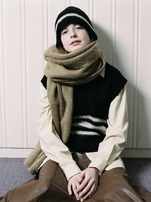 Mohair Blend Shawl & Muffler / Camel