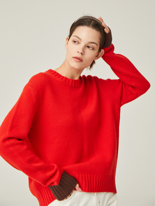 [N]CENTRAL PARK Round knit (Vivid red)