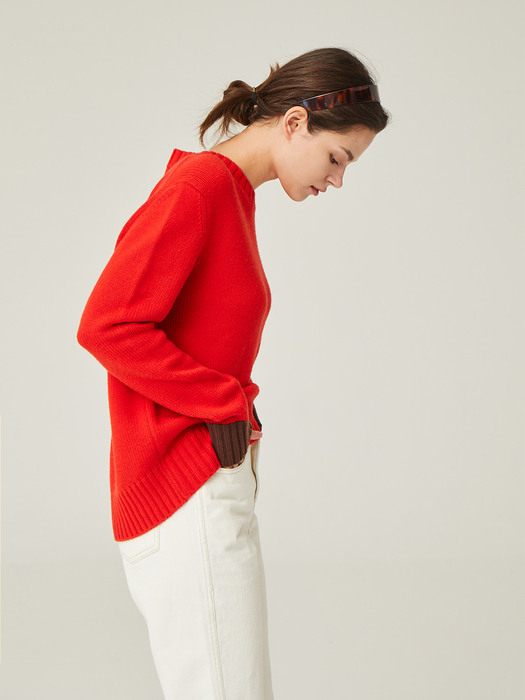 [N]CENTRAL PARK Round knit (Vivid red)