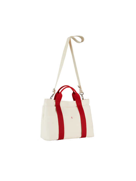 Stacey Daytrip Tote Canvas M Ivory_Red