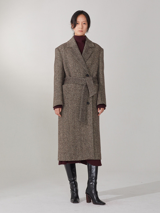 LE MUSEE_JANNET Premium Wool Herringbone Coat