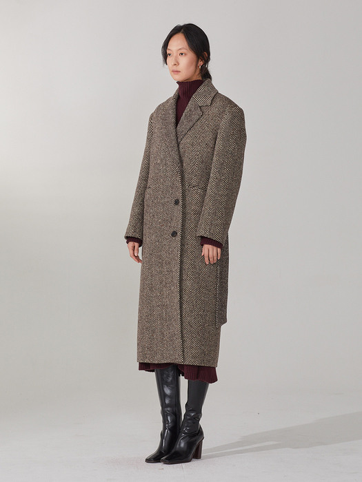 LE MUSEE_JANNET Premium Wool Herringbone Coat