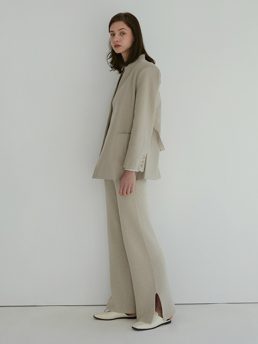 Ribbed Wide Pants (Cream)