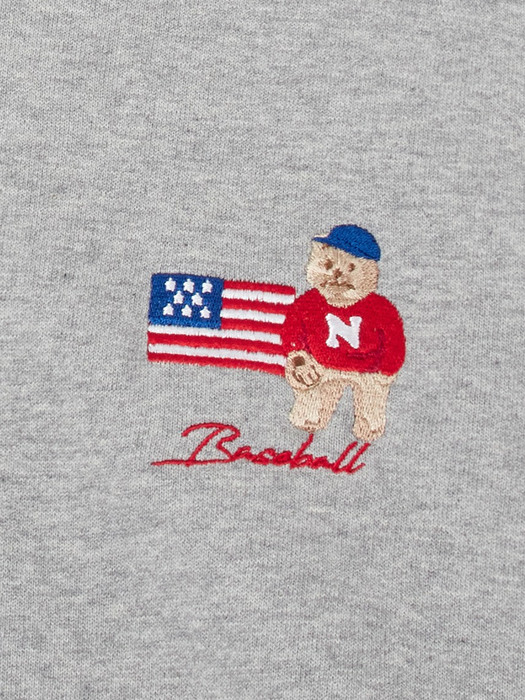 BASEBALL BEAR HOODIE GY