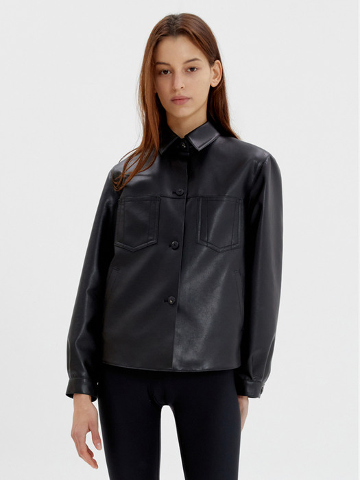 SS21 Leather shirt black