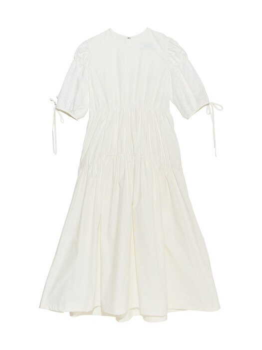 RIRI TIERED DRESS WITH HEADBAND-WHITE