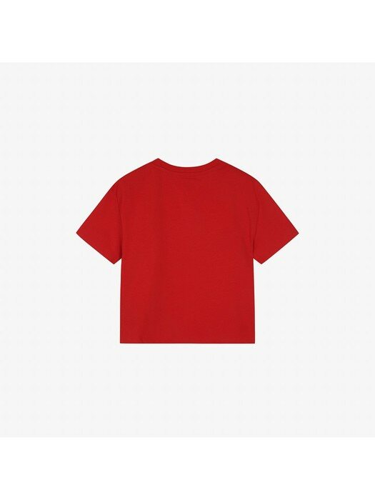 면혼방 크롭핏 뱃지 티셔츠 (T32B1TTO10TWT1XNL)