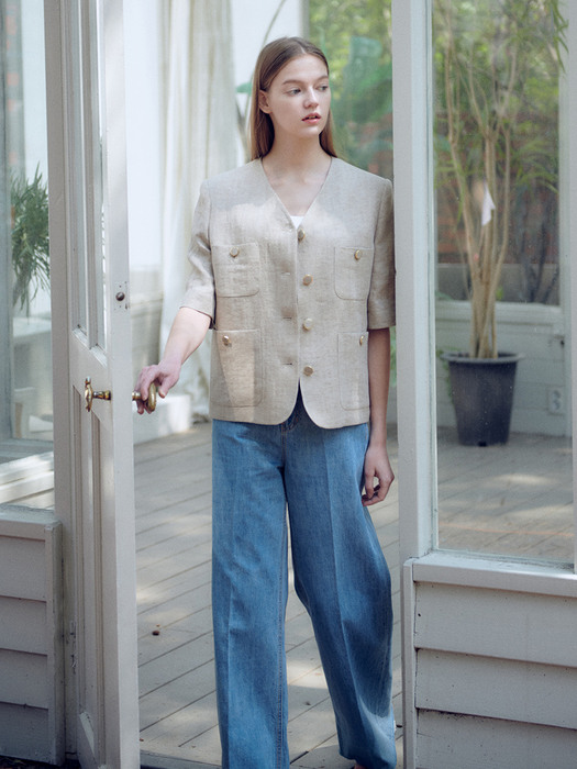 21N linen herringbone crop jacket [BE]