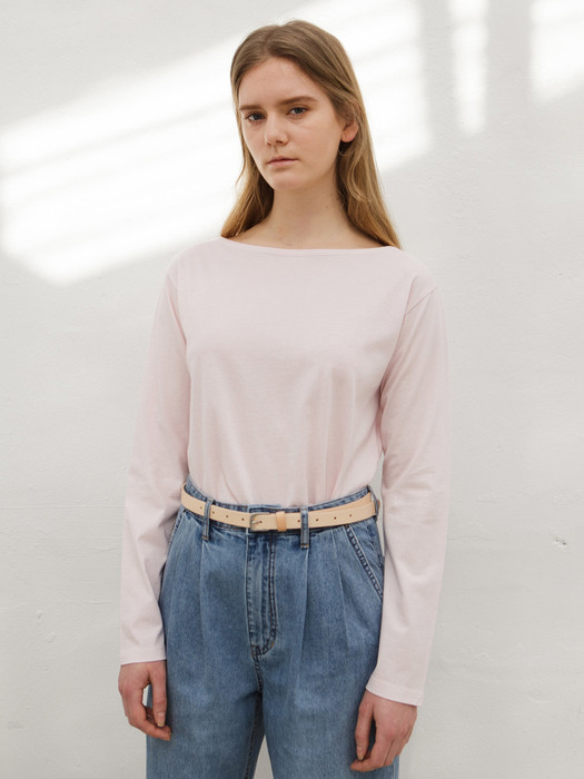[Essential]Classic Boat neck Top (Light Pink)