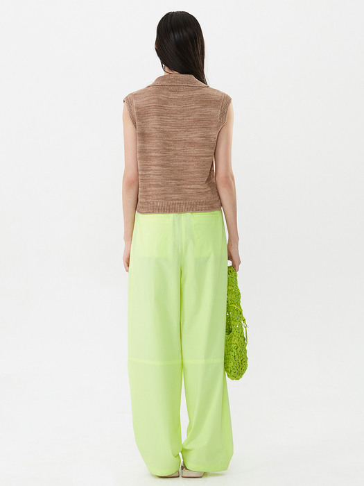 NEON COLOR TUCK PANTS, NEON YELLOW