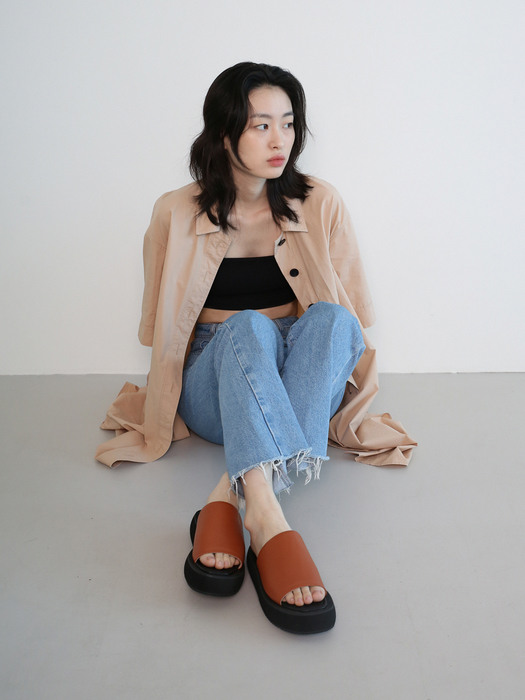 NO. Chloe Simple Platform Slide _ BROWN