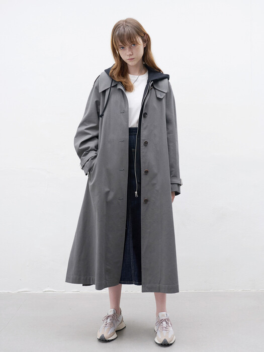 21 Fall_Earth Green A-Line Single Trench Coat  