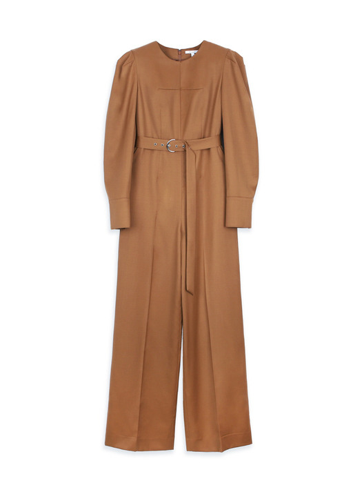 Belted Wool Jumpsuit BROWN