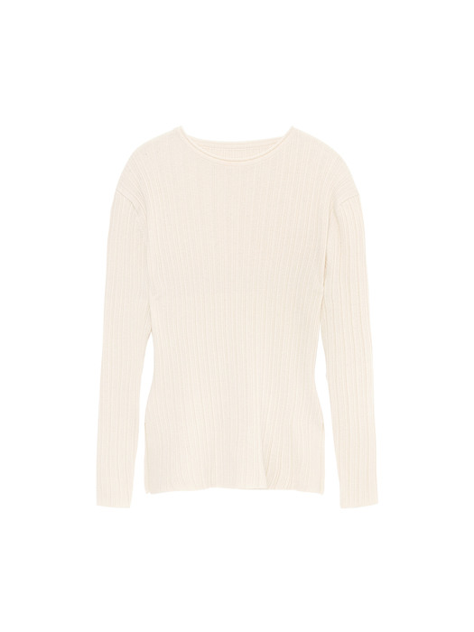 RIBBED CASHMERE BLEND KNIT CREAM