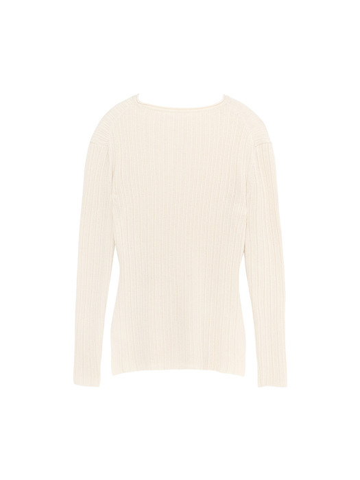 RIBBED CASHMERE BLEND KNIT CREAM
