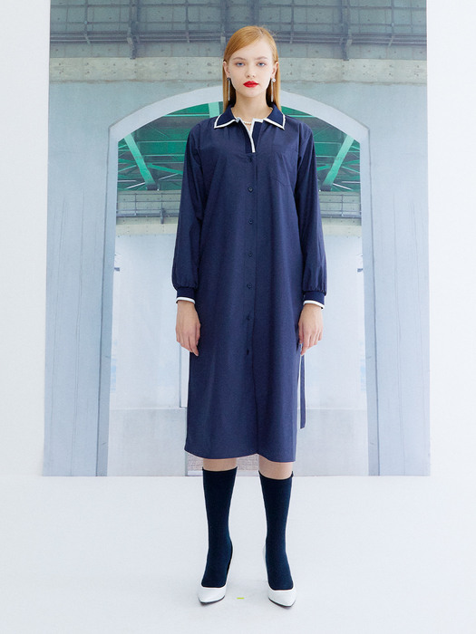 PIQUE SHIRTS DRESS_NAVY