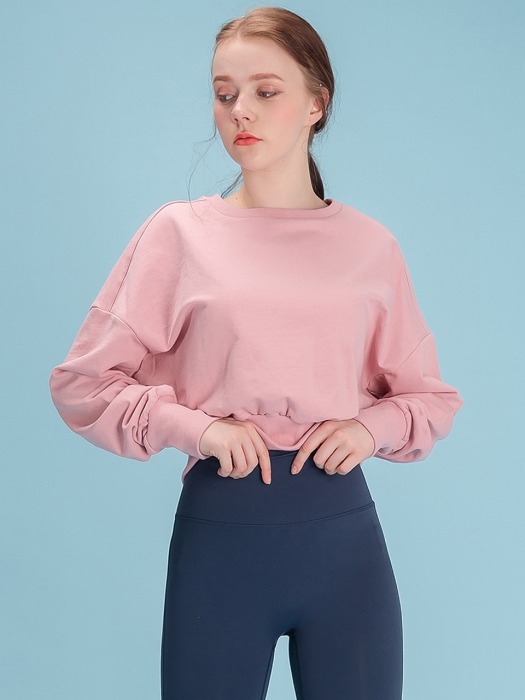 여성운동복 스웨트 크롭 맨투맨 DFW5016 핑크