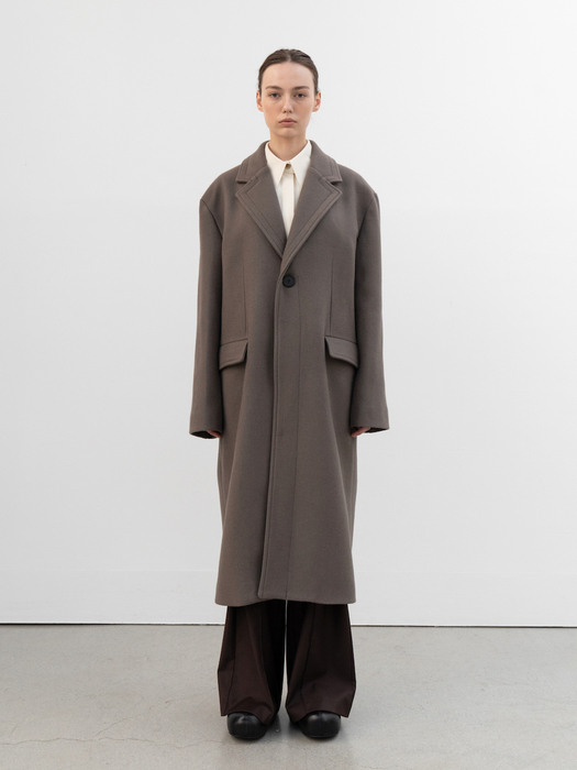 Wool Single Long Coat (DUSTY BROWN)