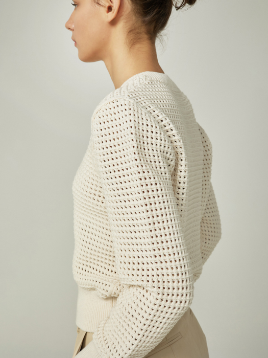 SCOTCH PUNCHING PULLOVER KNIT (NATURAL)