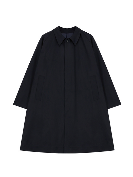 [Easy line] Gaberdine Twill Balmacaan Coat (Dark navy)           