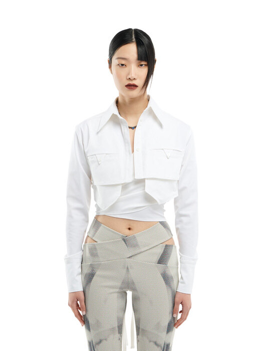 CROPPED SHIRT & WRAPPED INNER SET_OFF WHITE