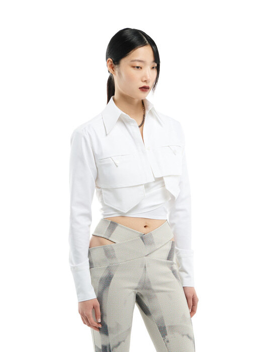 CROPPED SHIRT & WRAPPED INNER SET_OFF WHITE