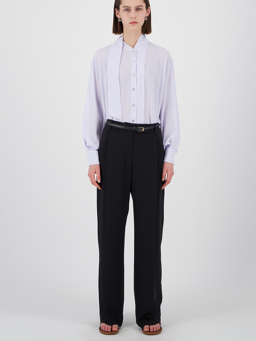 [Drama Signature] Collarless Blazer + Semi-Wide Trousers SET