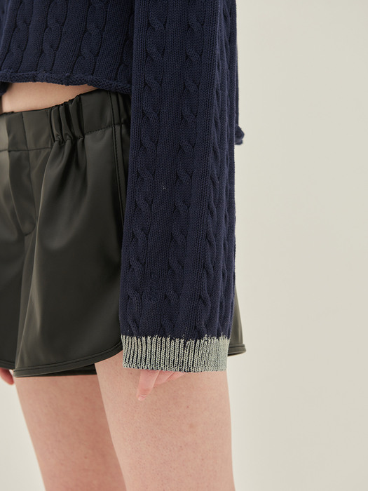 Cable Crop Knit Navy