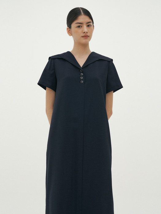 Sailor Collar Dress-navy