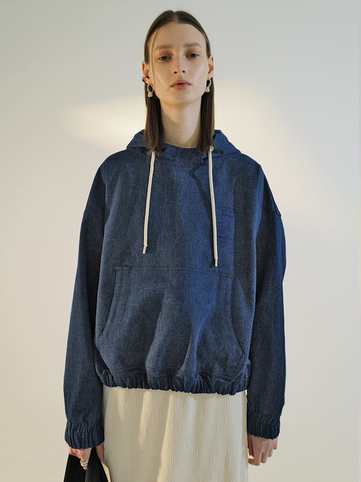 Post Cropped Hoodie (Indigo)