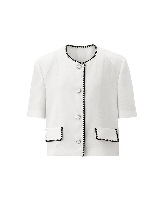 Tweed embroidery jacket - White