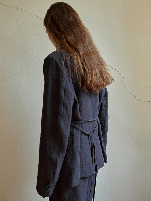 String linen jacket (Smoke black)