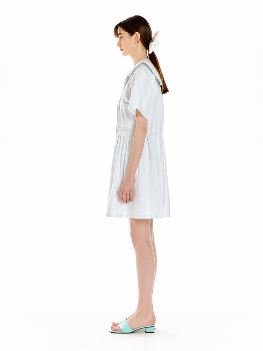 UALO Sailor Collar Mini Dress  - Light Grey