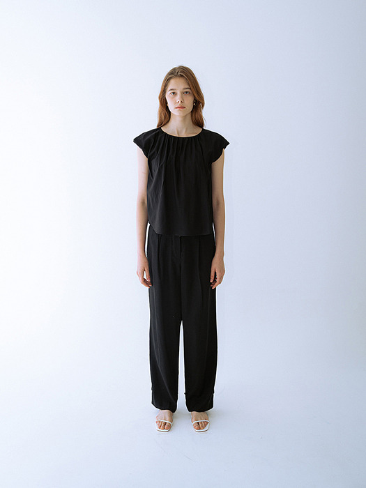  Linen Strap Pants_Black